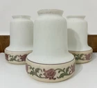 Antique Flower Stenciled Milk Glass Pendant Lamp Shade Set x3 Art Nouveau Deco