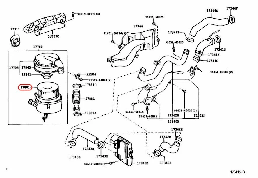 TOYOTA 4RUNNER 1998-2007 LAND CRUISER ENGINE AIR FILTER GEN 17801-50040 OEM - Imagem 3 de 4