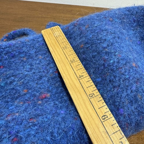 Handmade Felted Wool Purse Hand Bag Knit Blue with 3D Flower - Picture 8 of 8