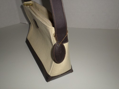 Bonito bolso de hombro Stone Mountain para mujer de lona de lino con detalles de cuero marrón - Imagen 3 de 7