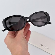 Gucci Women AUTHENTIC Sunglasses Black Grey Oval GG1684SA 001 BRAND NEW