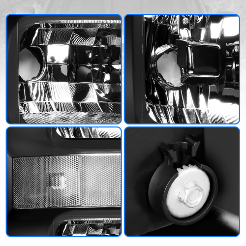 Headlights for 2008-2010 Ford F250 F350 Super Duty Black Housing Clear Headlamps - Picture 6 of 6