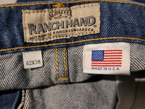 NEW SCHAEFER RANCH HAND MEN'S BLUE JEANS, BOOTCUT, MADE IN THE USA, SIZE 42 X 38 - Picture 5 of 9