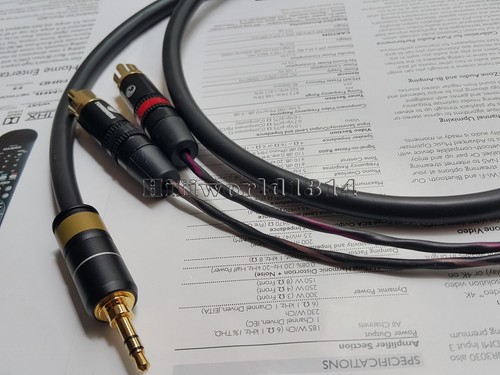 1x 3.5mm Stereo Mini Jack Male to 2 RCA Male Phono Audio Cable Gold Plug - Picture 5 of 10