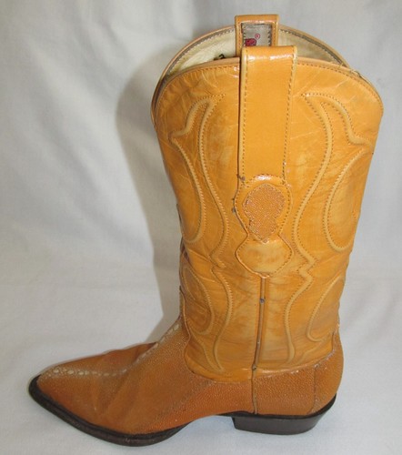 Los Altos Exotic Stingray Buttercup Yellow Cowboy Boots Mens Size 7.5 EE - Picture 4 of 15