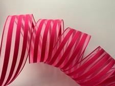 Hot Pink Stripes Ribbon, 1.5 Inches Wide, Wired Edge, 5 YARDS