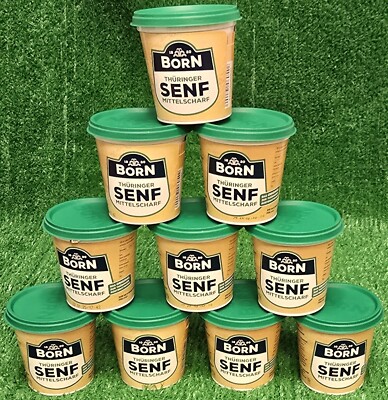 (11,25 /L) 10x Born Senf mittelscharf 200ml Becher Ostprodukt (2 Liter)Versand0 