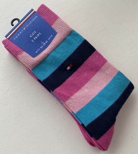 Tommy Hilfiger 2 Pack Girls Striped Socks Size EU 39-42 Bnwt - Picture 2 of 11