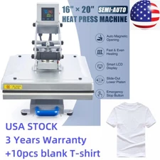 Heat Press Machine Auto Open Clamshell 16x20 Slide Out Base T Shirt Heat Press