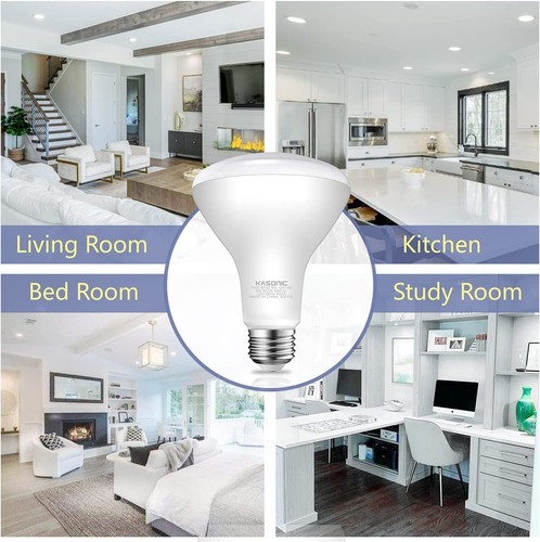 6 Pack BR30 LED Bulb ,9W 680 Lumens 3000K Warm White Dimmable E26 Base UL Listed - Picture 7 of 7