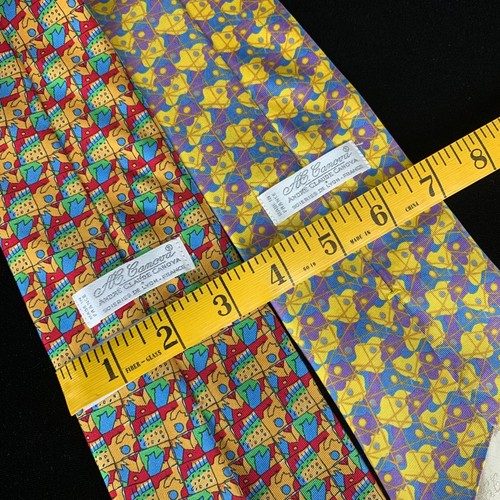 2 Andre Claude Canova Neckties Geometric Silk Ties France Fathers Day Gift - Picture 8 of 12