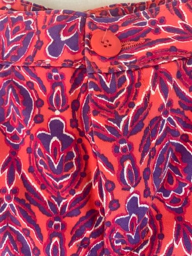 Pantaloncini Faded Glory 6 Arancione Viola Rosso Cotone Art Decò Zip Tasche Frontali Polsino - Foto 9 di 11