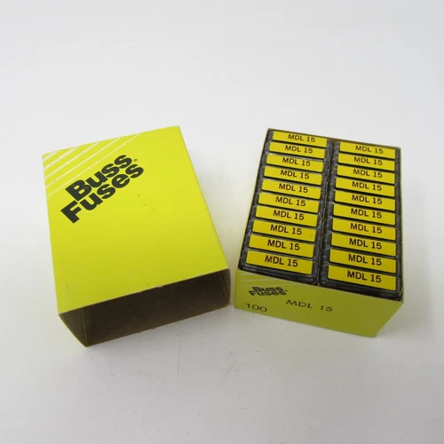 *NEW* Buss Fuses MDL-15 Lot of 100 (20 packs of 5 fuses) Bussmann NOS