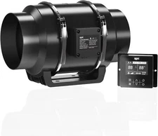 AITECAC Duct Fan 6″ Ventilation Exhaust Fan 402CFM w/Temperature Humidity Adjust