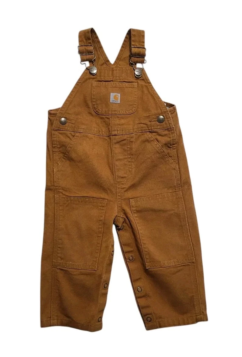 Carhartt Overalls Todler 12 mos Brown Cotton Canvas Bib Pocket Logo Adjustable