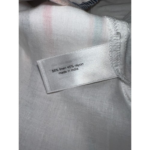 Lane Bryant 14W X-Large Linen Blend Coastal Stripe Square Neck Blouse XL NEW - Picture 13 of 14