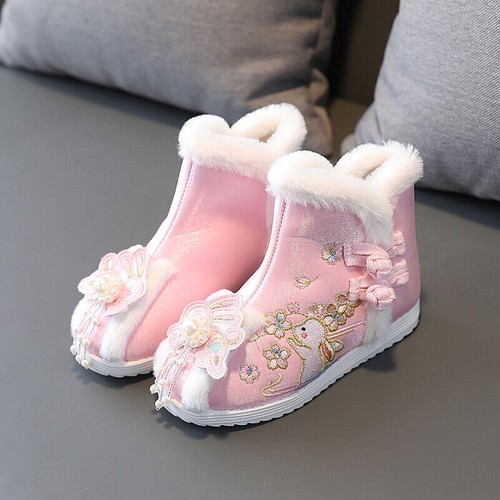 Kinder Mädchen Schneestiefel Fleece gefüttert Schuhe warm bestickt Perlen Quaste Tanzen - Bild 12 von 14