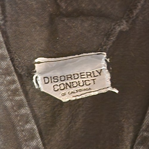 Vintage Disorderly Conduct V Neck Black Denim Button Down. Size S Missing Button - Picture 5 of 8