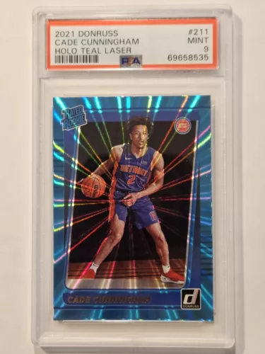 2021 Donruss #211 Cade Cunningham Holo Teal Laser Rated Rookie RC PSA 9 SSP