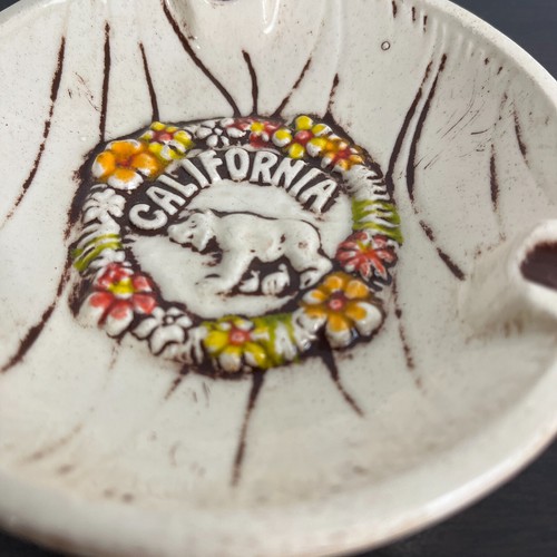 VINTAGE MCM Ashtray Treasure Craft California 4.5" Pottery Glazed 70's Bear - Picture 4 of 8