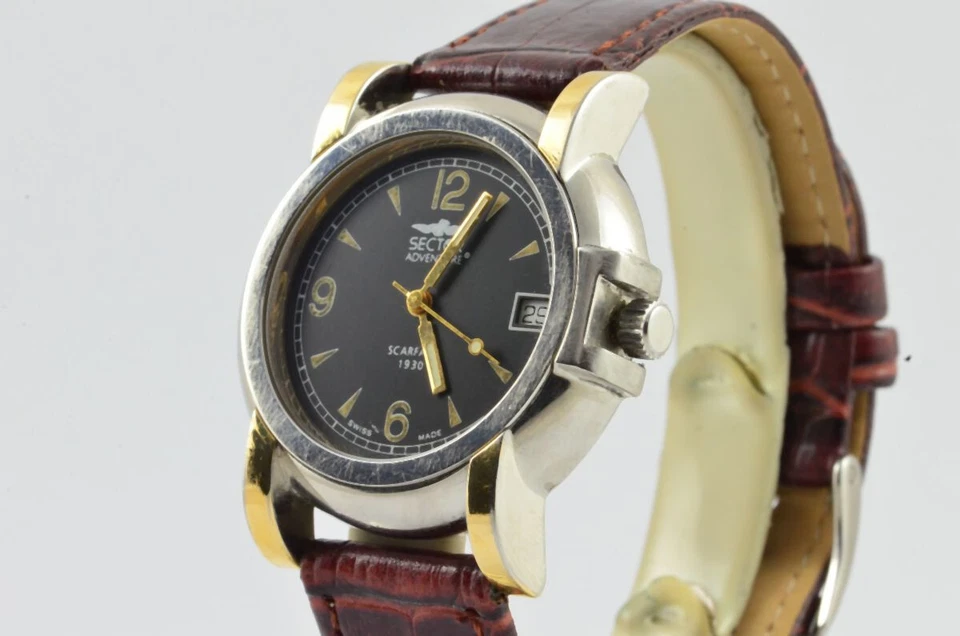 Reloj Sector Adventure 1930 Automático Hombre 35mm Correa Acero/Dorado Cuero Vintage Foto 3 de 4