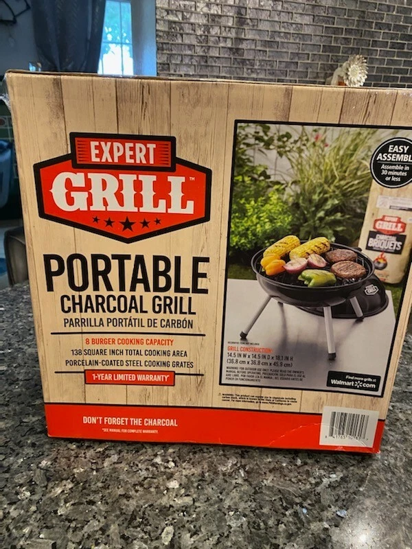 new Expert Grill 14.5'' Portable Charcoal Grill, Black