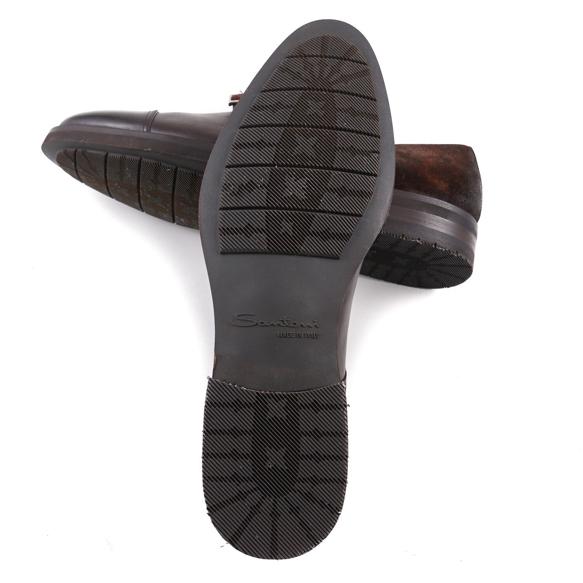 Santoni Goodyear-Welt Double-Buckle Leather and Suede Monk Santoni Goodyear-Welt Double-Buckle Leather and Suede Monk