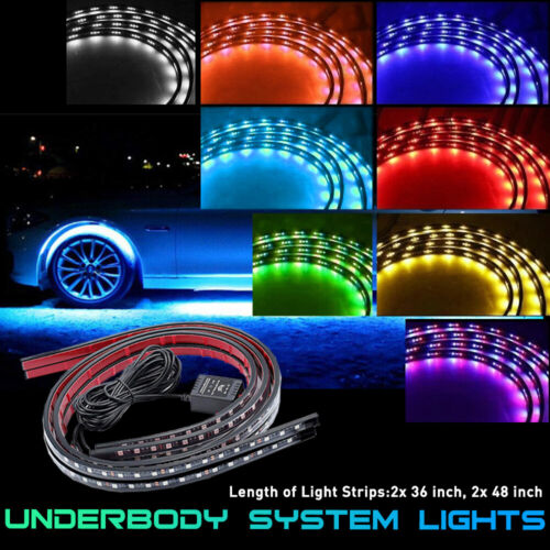 4X RGB LED Under Tube Car Underglow Underbody System Light Neon Strip Lamp D - Photo 1/11