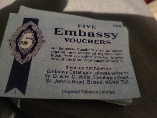 10 x Embassy vouchers Vintage cigarette coupons ,5 Vouchers Each