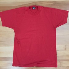 Vintage 80s 90s Screen Stars 50/50 Blank T-Shirt Plain Basic Made In USA Red
