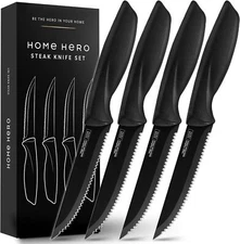 Home Hero Steak Knife Set Steak Knives Set of 4 Serrated Steak Knives Ultra Shar