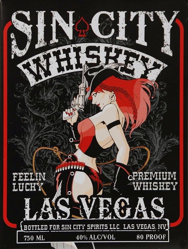 Sin City Whiskey, Retro metal Aluminium Vintage Sign Bar Pub Club Man Cave