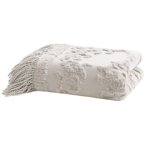 Madison Park 100% Cotton Tufted Chenille Lightweight Throw with Tassles 50x60" - Picture 13 of 17