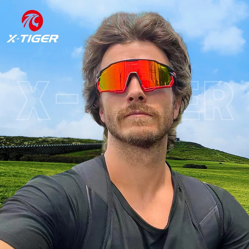 X-TIGER Gepolariseerde fietsbril voor TR90 MTB-fietsbril met 5