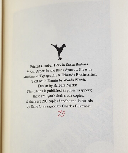 CHARLES BUKOWSKI LEBT VOM GLÜCK AUSGEWÄHLTE BUCHSTABEN BAND 2 NUMMERIERT & SIGNIERT - Bild 11 von 12