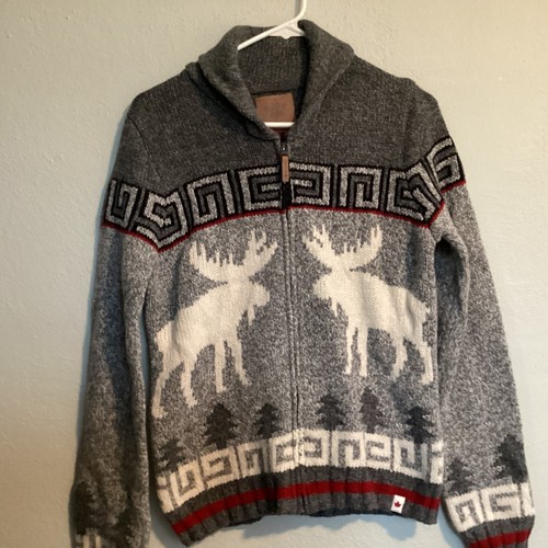 Canadiana Youth Size XL Full Zip Knit Sweater Cardigan Long Sleeve Wool Blend - Picture 10 of 12