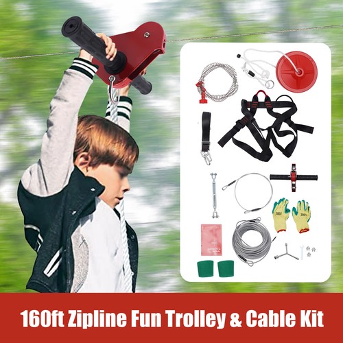 Heavy Duty 48m Adult Complete ZipLine, Zip Wire Rope Kit Great for ...