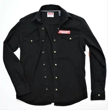 Wrangler Denim Shirt Black Color Slim Fit Men's Size 3XL Snap Front Premium New