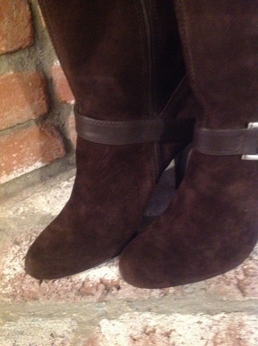 Calvin Klein Brown Suede Over-the-Knee Side Zip Slouchy Boots, Fall Boots Sz 10 - Picture 7 of 8