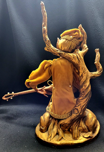 Figura de madera de teca Hollywood Regency de colección MCM grande italiana de 15" músico elfo pixie músico teca - Imagen 10 de 12