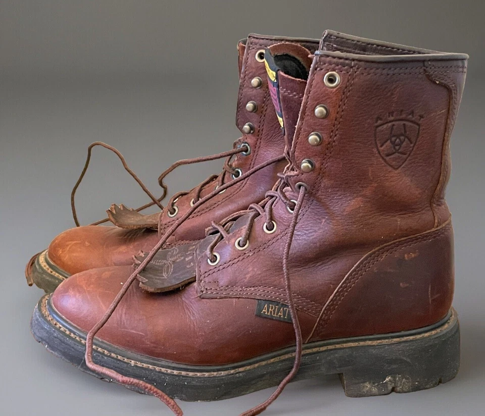 Botas ARIAT CASCADE para Hombres 7D-ATS Technology SUNSHINE Cuero Kiltie Trabajo #37185 Foto 3 de 4