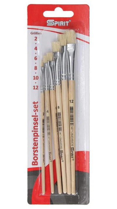 SPIRIT Pinselset 5 teilg Borstenpinsel 4 6 8 10 12 Schul Künstler Mal Pinsel Set