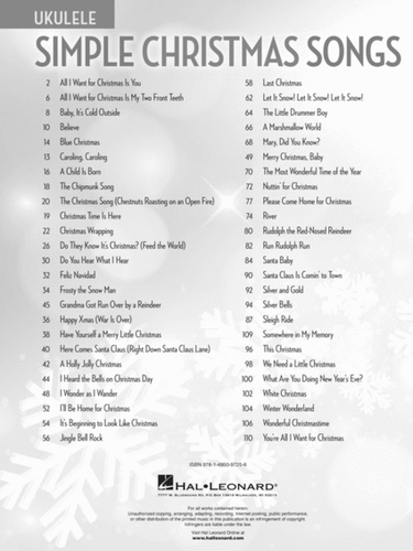 "Simple Christmas Songs" The Easiest Tunes to Strum & Sing on Ukulele MUSIC BOOK - 第 2/3 張圖片