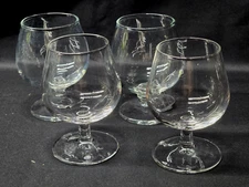 Vintage LIBBEY Glass TEMPO Pattern Cognac / Brandy Snifter Barware - Set Of 4