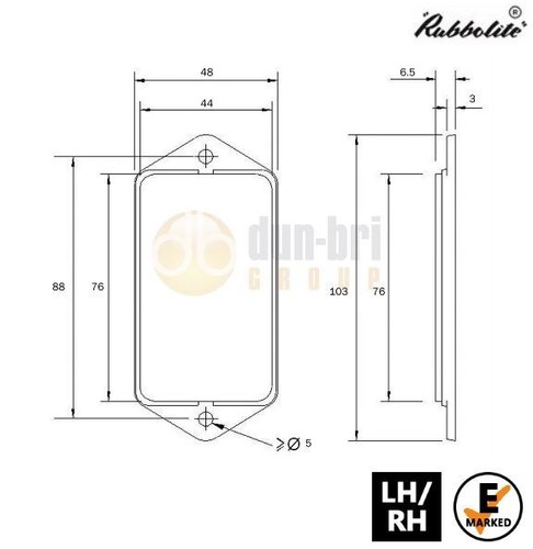 Rubbolite M78 blanco rectangular reflector delantero camión caravana autocaravana - Imagen 2 de 2