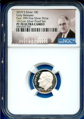 2019 S NGC PF70 Roosevelt Dime .999 Silver Proof Early Release PR70 Ultra Cameo