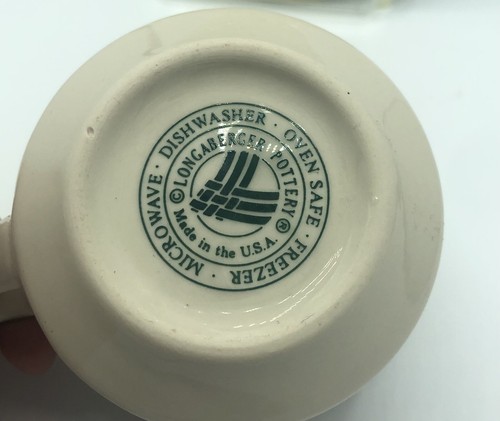 Longaberger Woven Traditions Pottery Ivory Coffee /Tea Cup & Saucer Made in USA - Picture 4 of 6