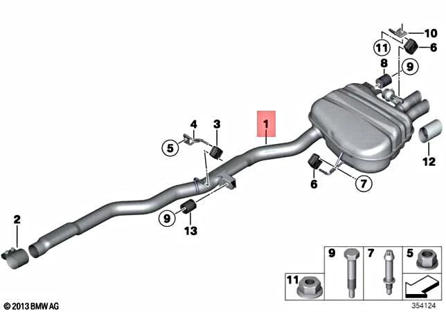 Genuine BMW F10 F11 528i 528iX Rear Silencer With Exhaust Flap 