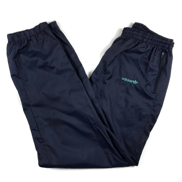 VTG 80s Adidas Windbreaker Track Pants Size L Jogger Navy Blue Trefoil | eBay