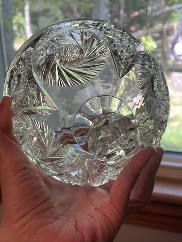 ABP American Cut Glass Butter Dome Dish Lid Pinwheel Hobstar Ozone Flashy - Picture 4 of 18